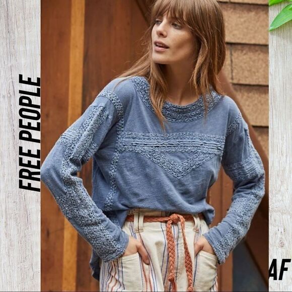 FREE PEOPLE GIRL MEETS BOY TOP BLUE NEW XS - Picture 1 of 6
